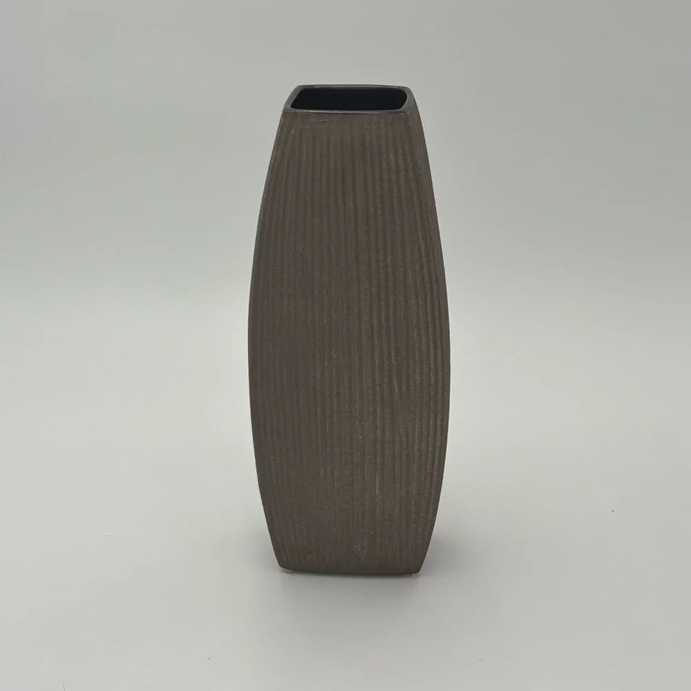 Vintage C&B Ceramic Ribbed Modern Vase 13” Tall